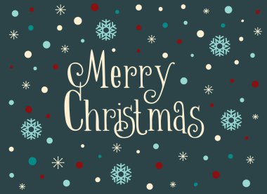 Neşeli Noel kartı kar taneleri ve kar, vektör şablonu ile.