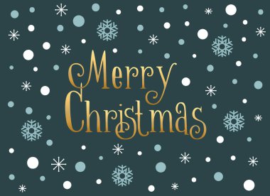 Neşeli Noel kartı kar taneleri ve kar, vektör şablonu ile.