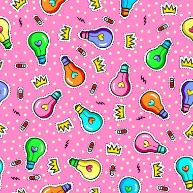 Ampulleri, kalpleri ve diğer öğelerle birlikte sorunsuz vektör desen