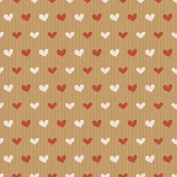 Vector seamless pattern of craft paper with colorful hearts. Valentine's Day background — Stock Vector