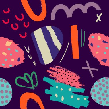 Soyut sorunsuz vektör desen farklı fırça darbeleri ve şekiller arka plan veya doku olarak