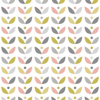 İskandinav Halk sanat sorunsuz vektör desen ile minimalist tarzda bitkilerde