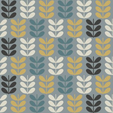 İskandinav Halk sanat sorunsuz vektör desen ile minimalist tarzda bitkilerde
