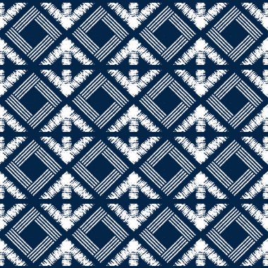 Soyut Indigo shibori sorunsuz vektör desen mozaik ile
