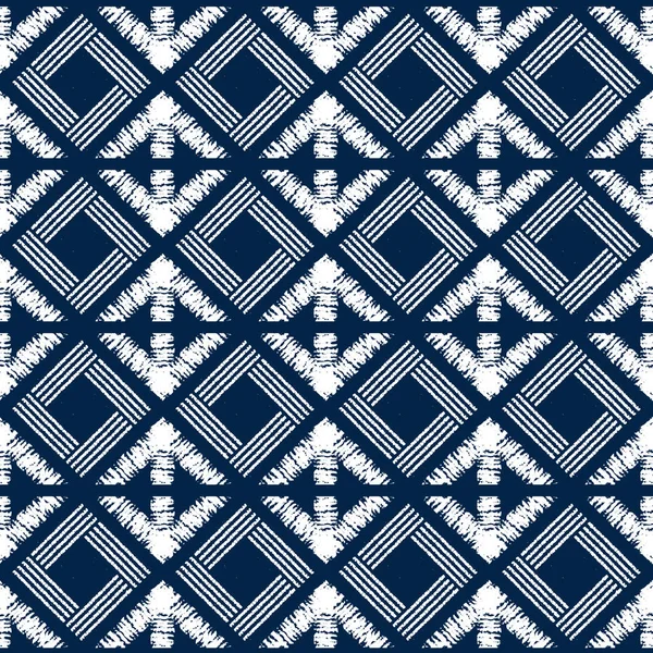 Indigo abstracto shibori patrón de vectores sin costura con mosaico — Vector de stock