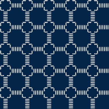 Soyut Indigo shibori sorunsuz vektör desen mozaik ile