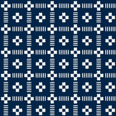 Soyut Indigo shibori sorunsuz vektör desen mozaik ile