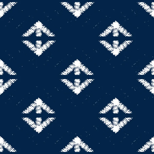 Modèle Vectoriel Sans Couture Indigo Shibori Abstrait Avec Mosaïque Impression — Image vectorielle