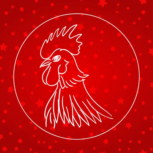 Illustration vectorielle du coq, symbole 2017. Coq blanc silhouette, orné de motifs neige et étoile rouge. Nouvel an chinois fond de conception . — Image vectorielle