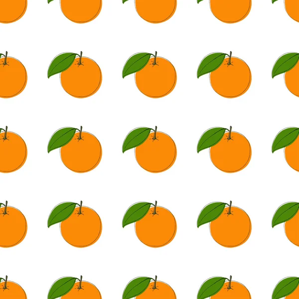 Fondo de patrón sin costura vectorial con naranjas dibujadas a mano en estilo vintage. En blanco . — Archivo Imágenes Vectoriales