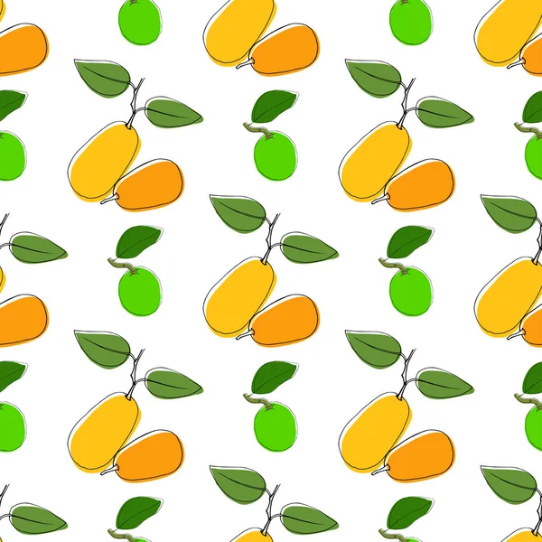 Fundo padrão sem costura vetorial com kumquat desenhado à mão e limão em estilo vintage. Em branco. Use para têxteis, tecido, papel, web, página, papel de parede etc . — Vetor de Stock