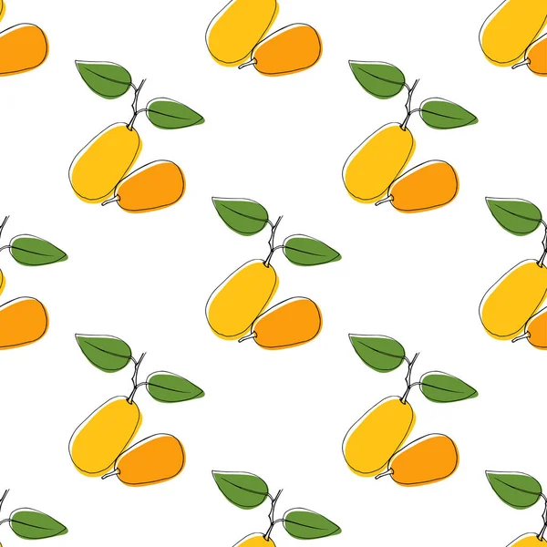 Fondo de patrón sin costura vectorial con kumquat dibujado a mano en estilo vintage. En blanco. Uso para el textil, tela, papel, tela, página, papel pintado etc. . — Archivo Imágenes Vectoriales