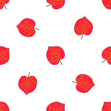 El ile Seamless Modeli kırmızı sonbahar yaprak beyaz arka plan üzerinde çizilmiş..