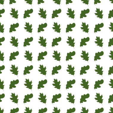 Beyaz arka plan üzerinde meşe ile Seamless Modeli bırakır.