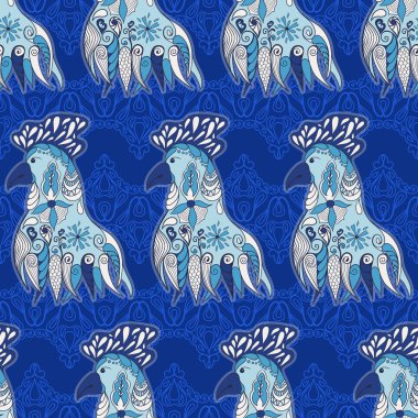 Horoz ile Seamless modeli. 2017 sembolü. Vektör çizim