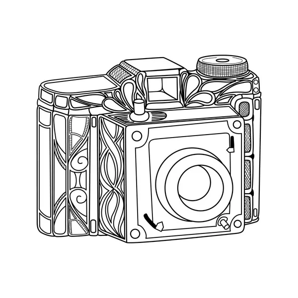 Black-white photocamera isolated — Stock Vector