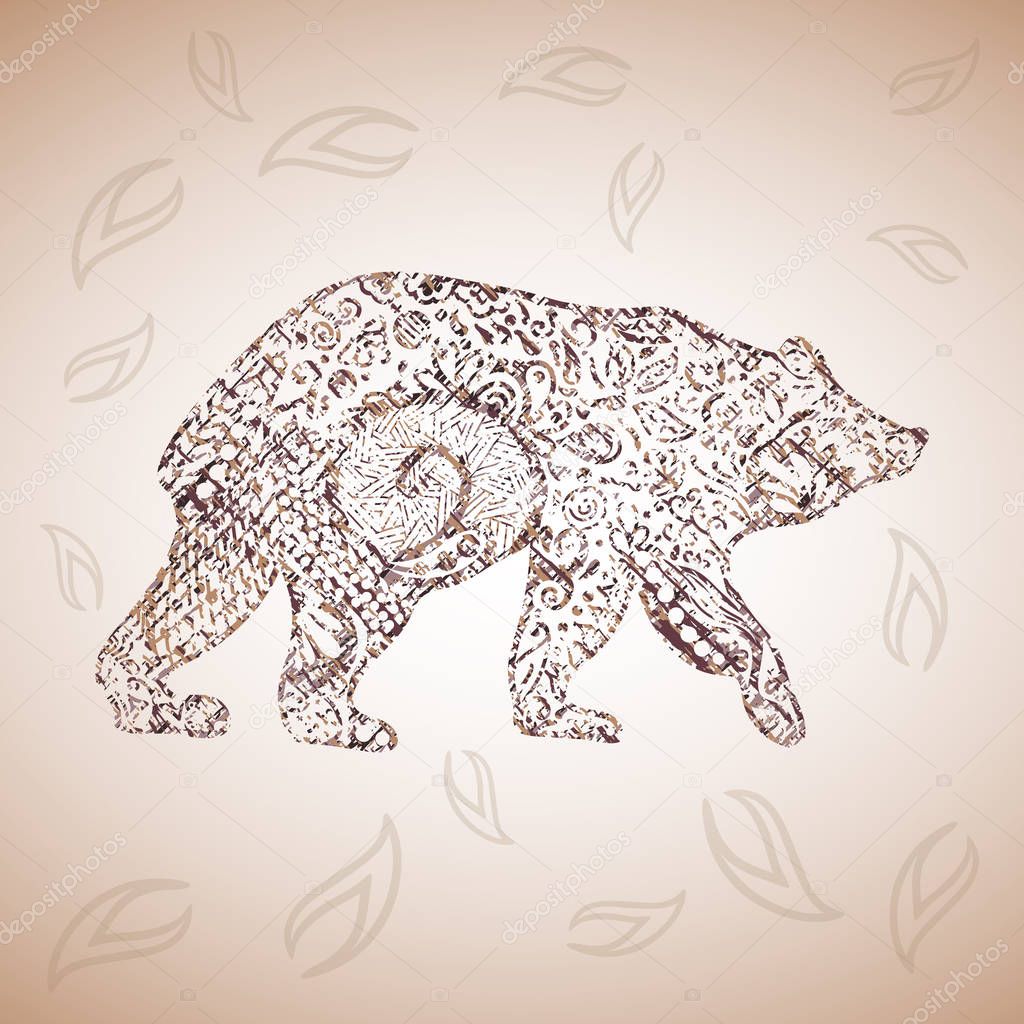 Vector monochrome sketch bear