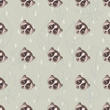 Vektör doodle lemur. Sorunsuz arka plan