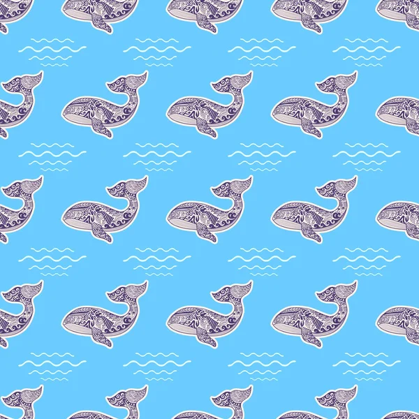 Απρόσκοπτη μοτίβο με φάλαινες — Διανυσματικό Αρχείο