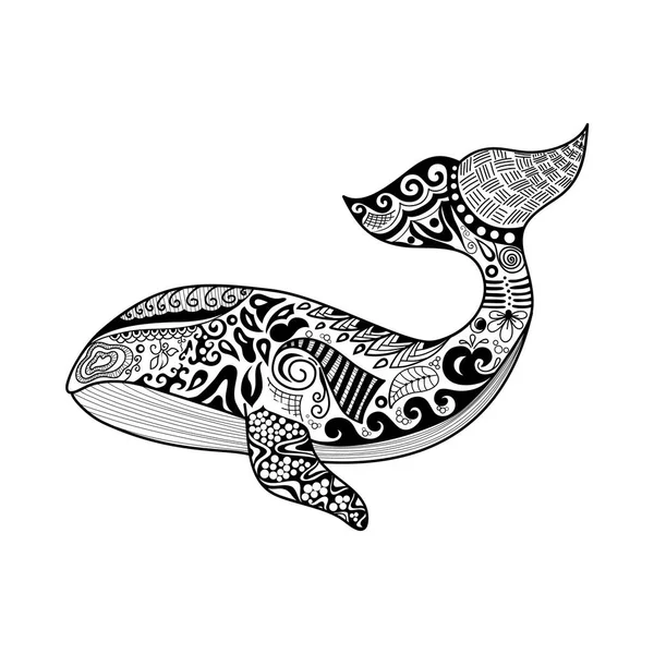 Дизайн каракули кита изолированы на белом фоне Стоковая Иллюстрация