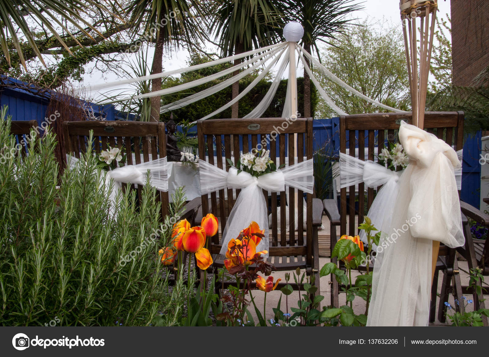Garden Wedding Reception Stock Photo C Lopesrog 137632206