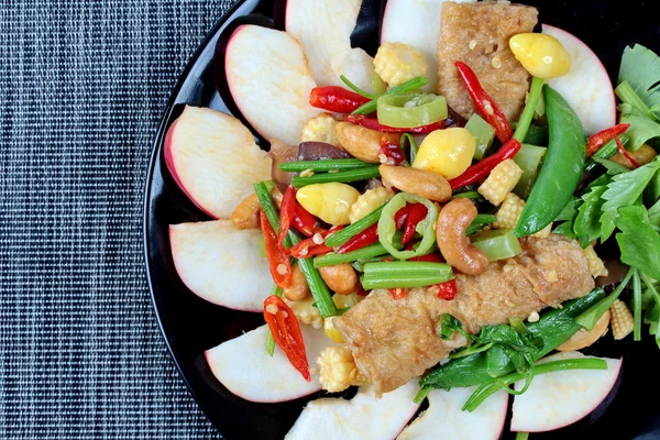 Close up Chinese Vegetable festival  food as fried cashews nut and ginkgo with mixed vegetables,\