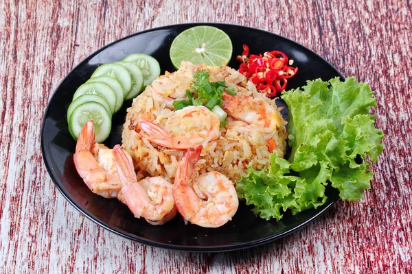 Fried rice with shrimp call Khao Pad Kong in Thai — Stock Photo, Image