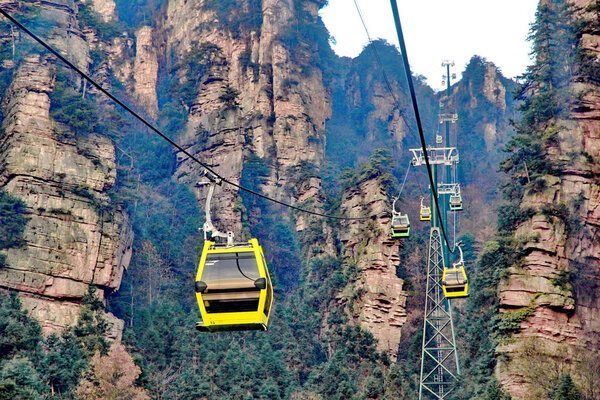 Colorful of Longest Cable Car In The World ,Zhang Jia Jie.