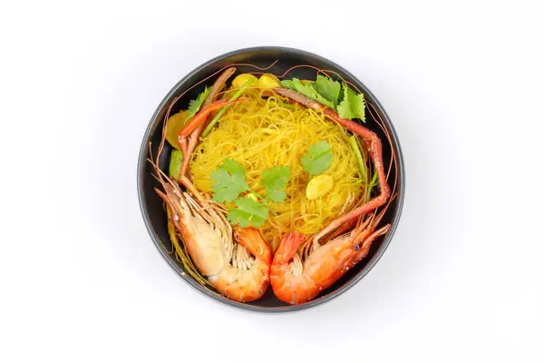 Casseroled prawns shrimps with glass noodles — Stock Photo, Image