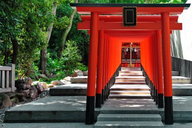 Red archs at Ikuta shrine (God of love place) ,Kobe. clipart