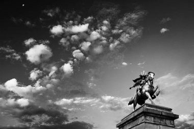 Cloudy sky and statue of Kusunoki Masashige ,Imperial Palace in  clipart