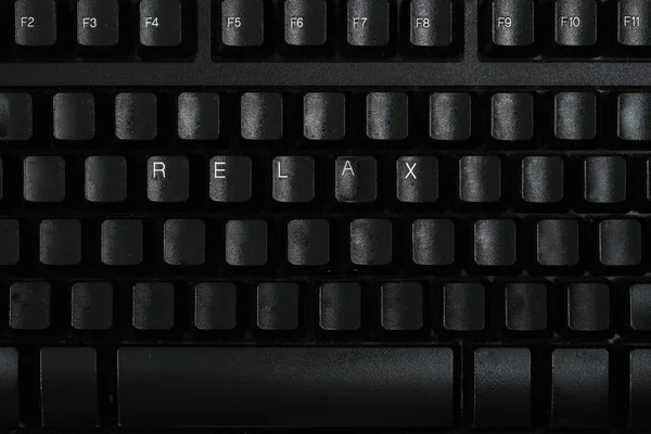 The letters on the keyboard ,R. E. L. A. X.