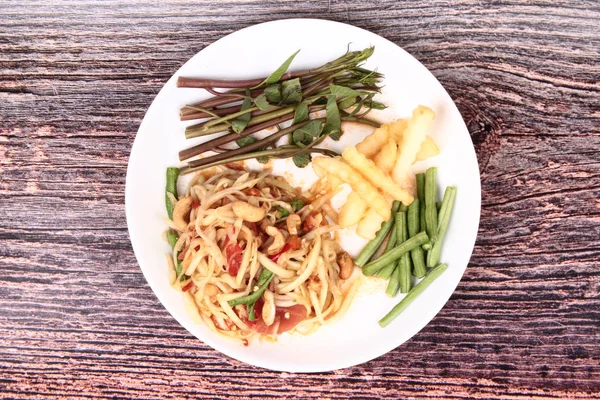 태국 인기 레시피, 매운 및 신 섞인 야채 샐러드 p — 스톡 사진