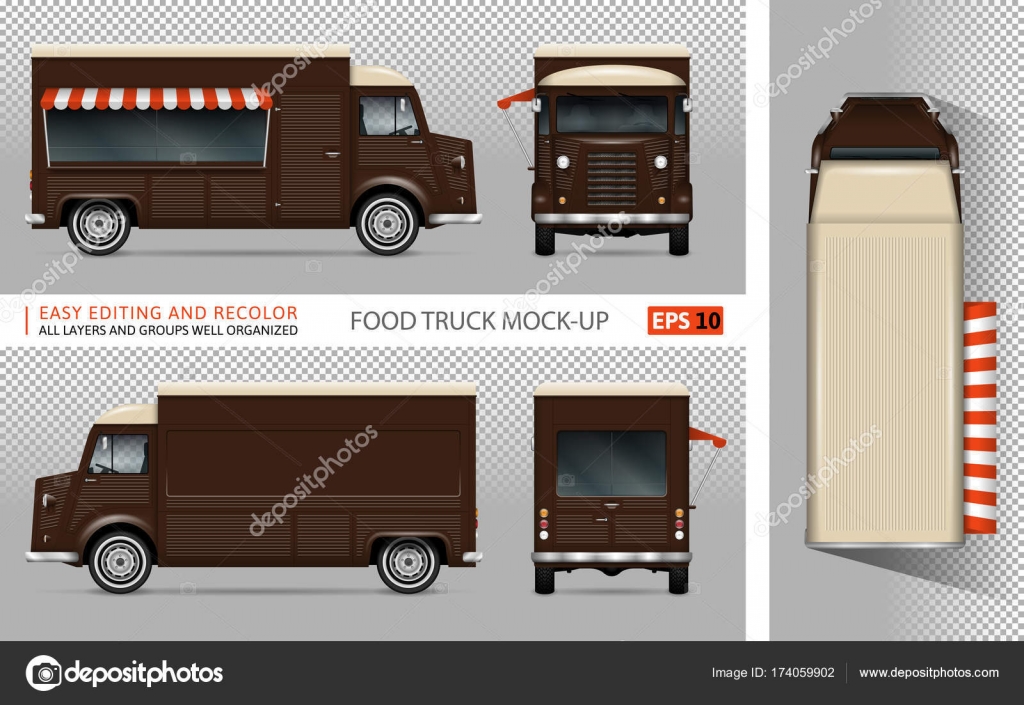 Download Retro Food Truck Vector Mockup Stock Vector Royalty Free Vector Image By C Imgvector 174059902