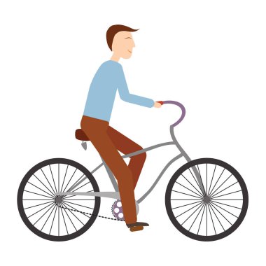 Genç adam binicilik bisiklet, düz stil