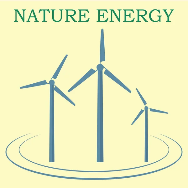 Windmill icon on yellow background. Nature energy — Stock Vector