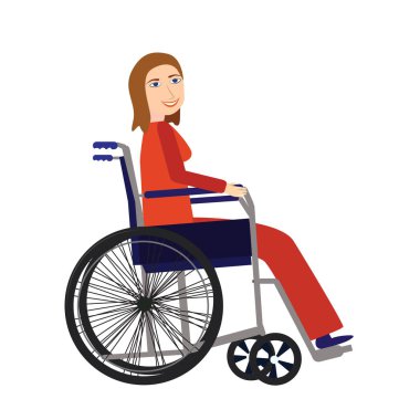 Özürlü kişi kavramı. Genç kadın beyaz arka plan üzerinde izole tekerlekli sandalyede devre dışı