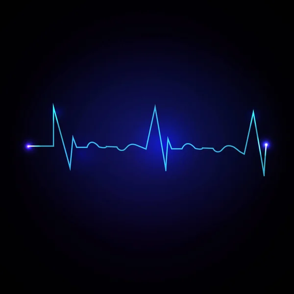Koyu mavi zemin üzerine kalp frekans vektör çizim