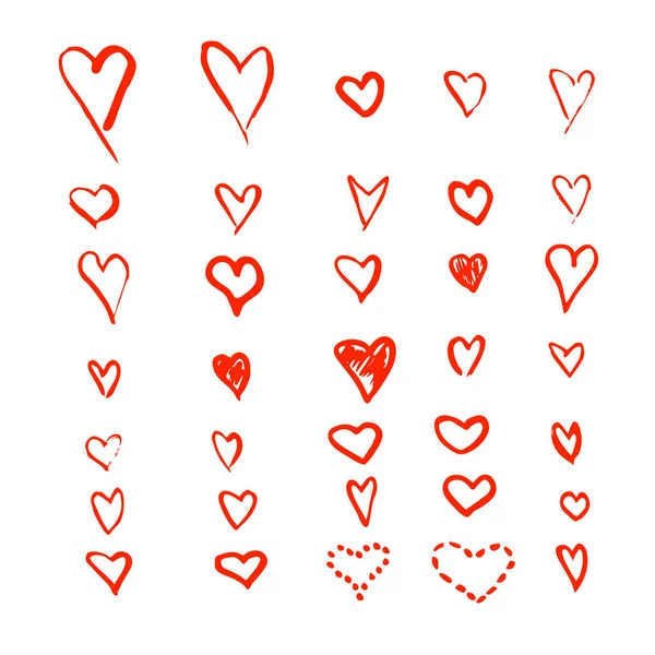 Zestaw ikon serca, ręcznie rysowane ikony i ilustracje do walentynek i wesel — Wektor stockowy