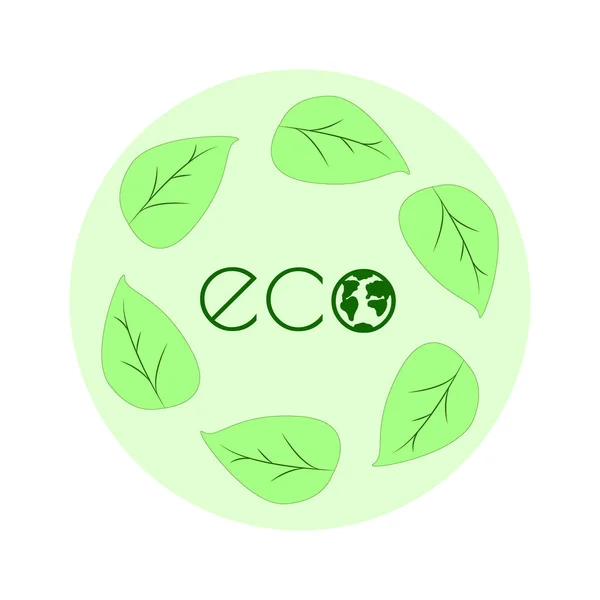 Yeşil Eko Dostu etiket, soyut yaprakları.