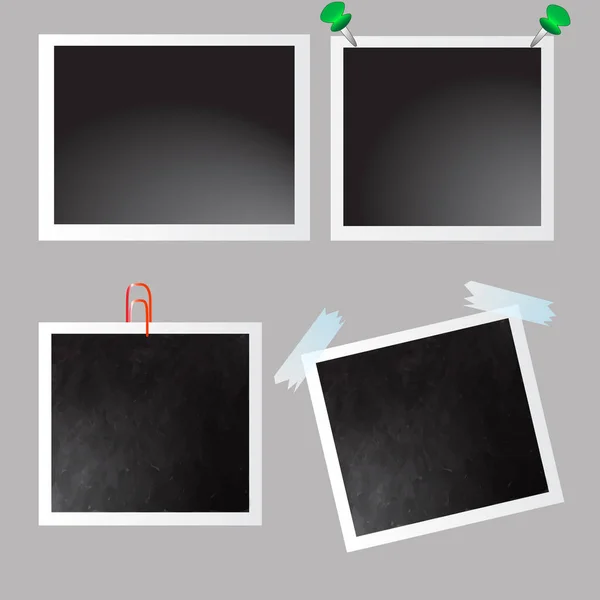 Vektör boş fotoğraf çerçeveleri gri arka plan üzerinde topluluğu. Viski tape.iron PIN
