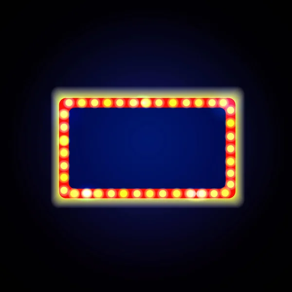 Retro Showtime Sign Design. Neon Lamps billboard on dark background