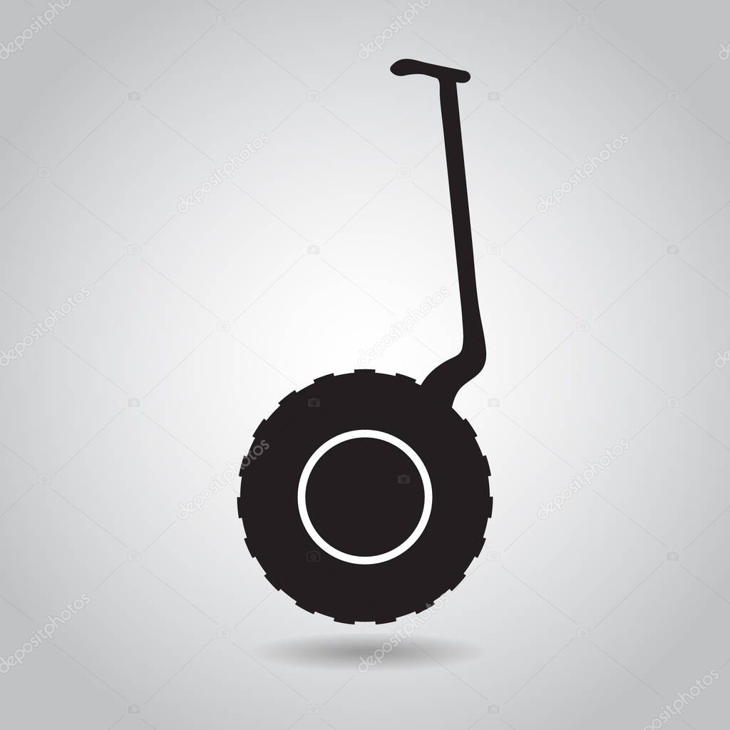 Segway icon. Segway side view on grey background with shadow, minimal design. Vector illustration
