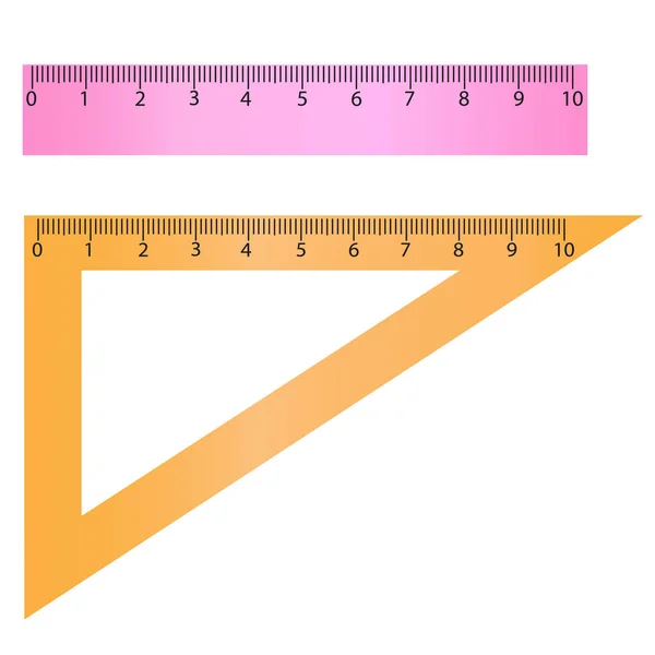 Conjunto de ferramentas de medição: réguas, triângulos. Instrumentos escolares vetoriais isolados sobre fundo branco. regras ícone de fornecimento escolar . — Vetor de Stock