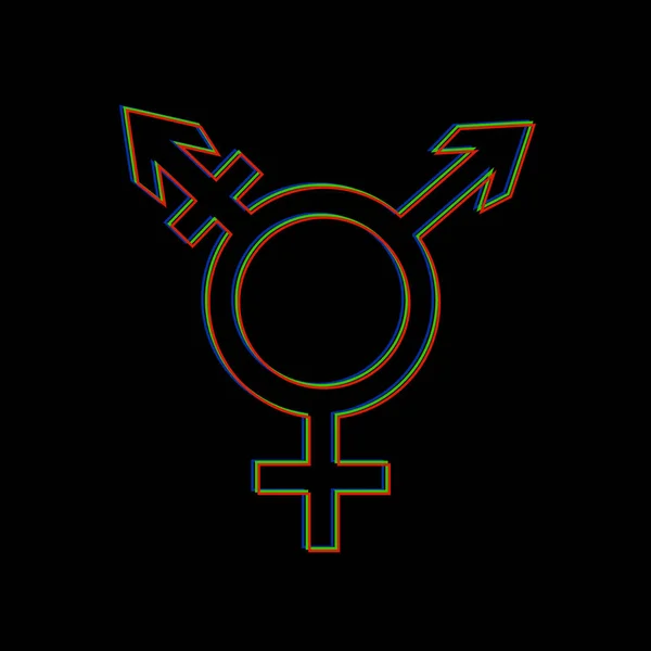 Icono vectorial del símbolo de género trans sobre fondo negro — Vector de stock