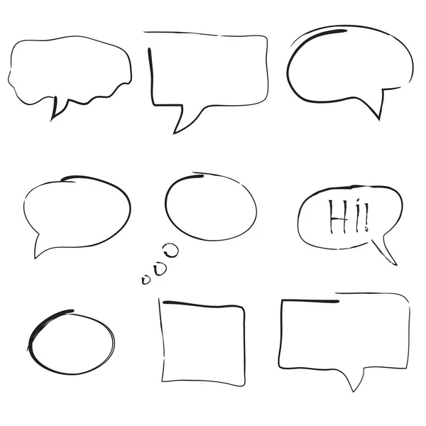 Elle çizilmiş kabarcık konuşmalar kümesi. Vektör esnaf