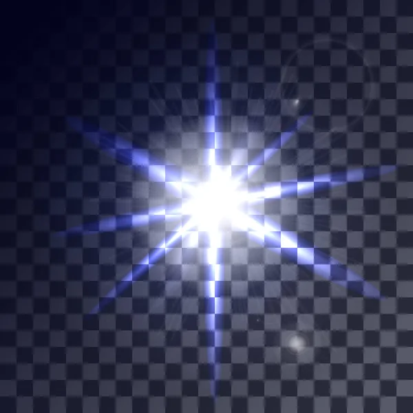 Ekose vektör arka plan üzerinde izole şeffaflık ile parlayan ışık efektleri kümesi. Objektif fişekleri, ışınları, yıldız ve parıldıyor. Vektör çizim