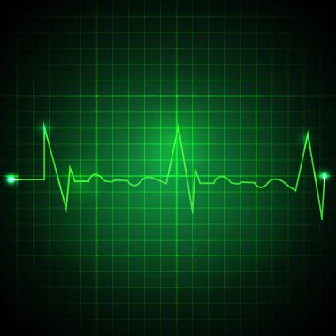 Kalp nabız grafik. Yeşil arka plan EKG hatta. Kardiyogram arka plan. Vektör çizim