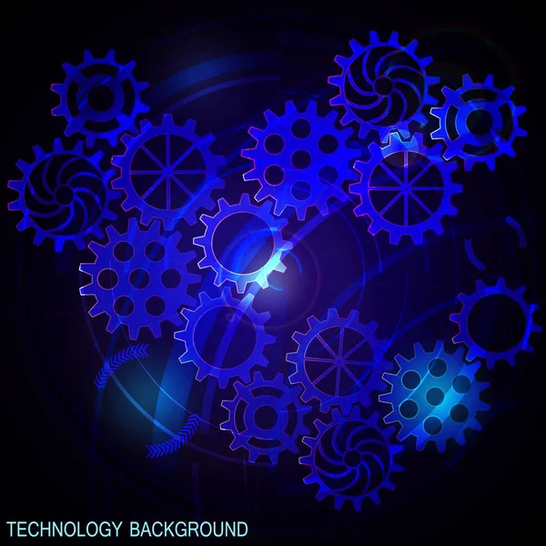 Abstract futuristic digital technology background with gears. Blue background. Vector illustration — Stock Vector