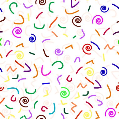 Memphis tarzı renkli soyut seamless modeli. Vektör çizim